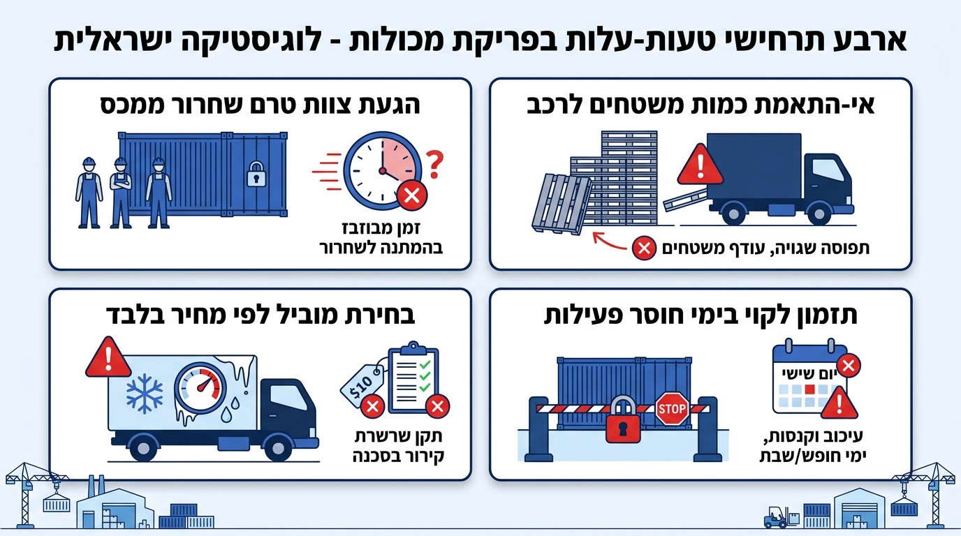 הכנת שטח לפריקת מכולה - בדיקת הרציף ואזור הפריקה לפני כניסת המכולה