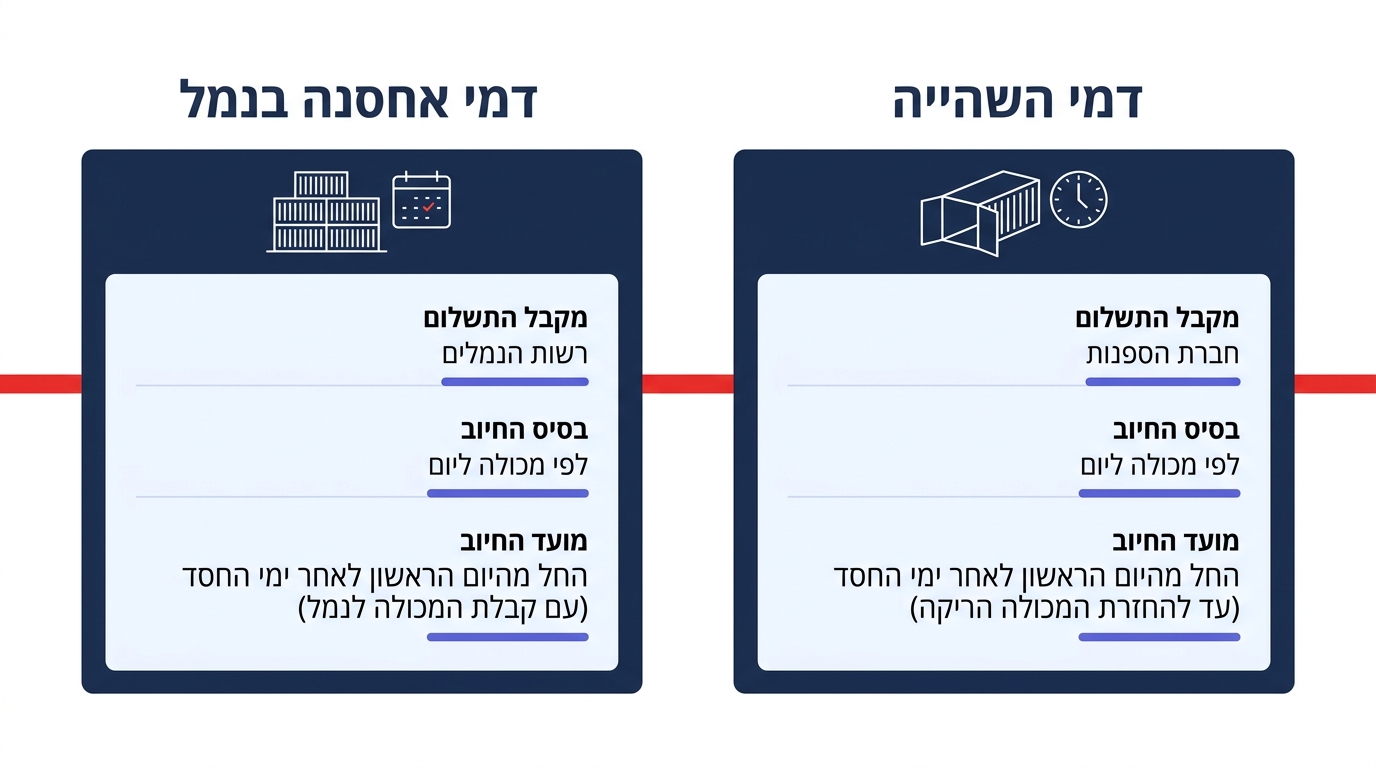פריקת מכולות בנמל אשדוד - שטחי אחסון ותפעול רציף